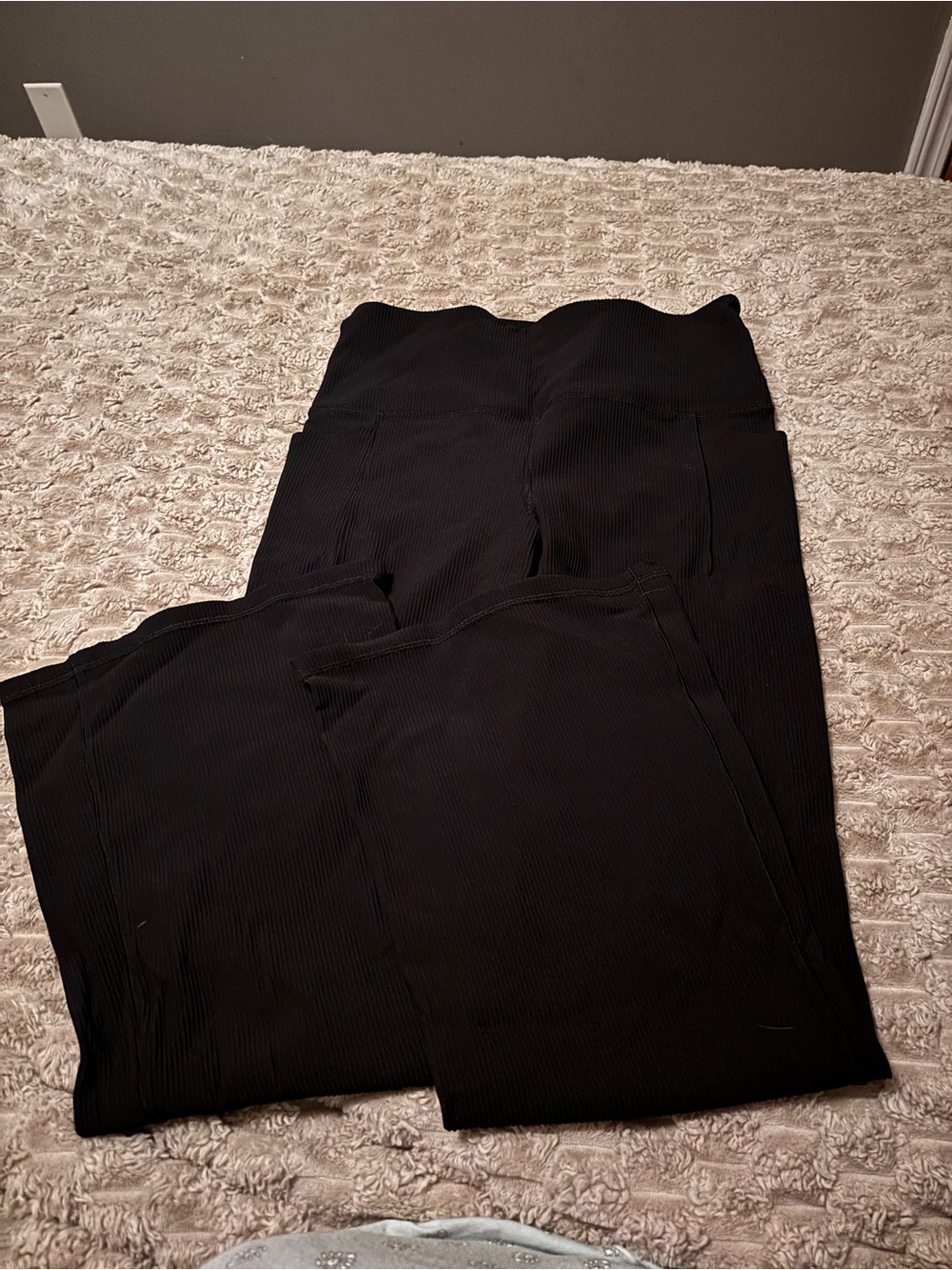 Athleta Black Ribbed Flare Pants